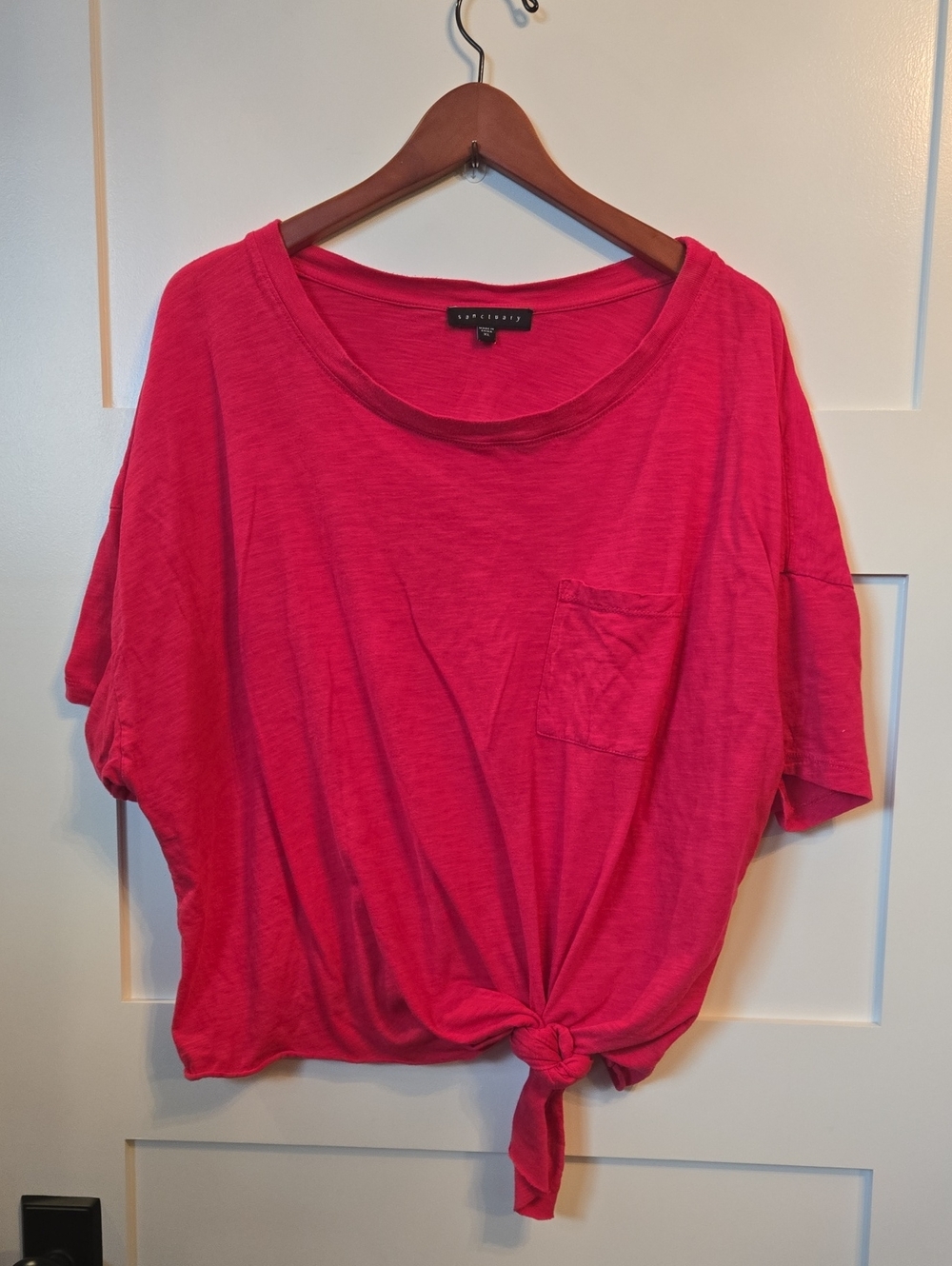 Sanctuary Hot Pink Tie-Front Pocket Tee Blouson XL